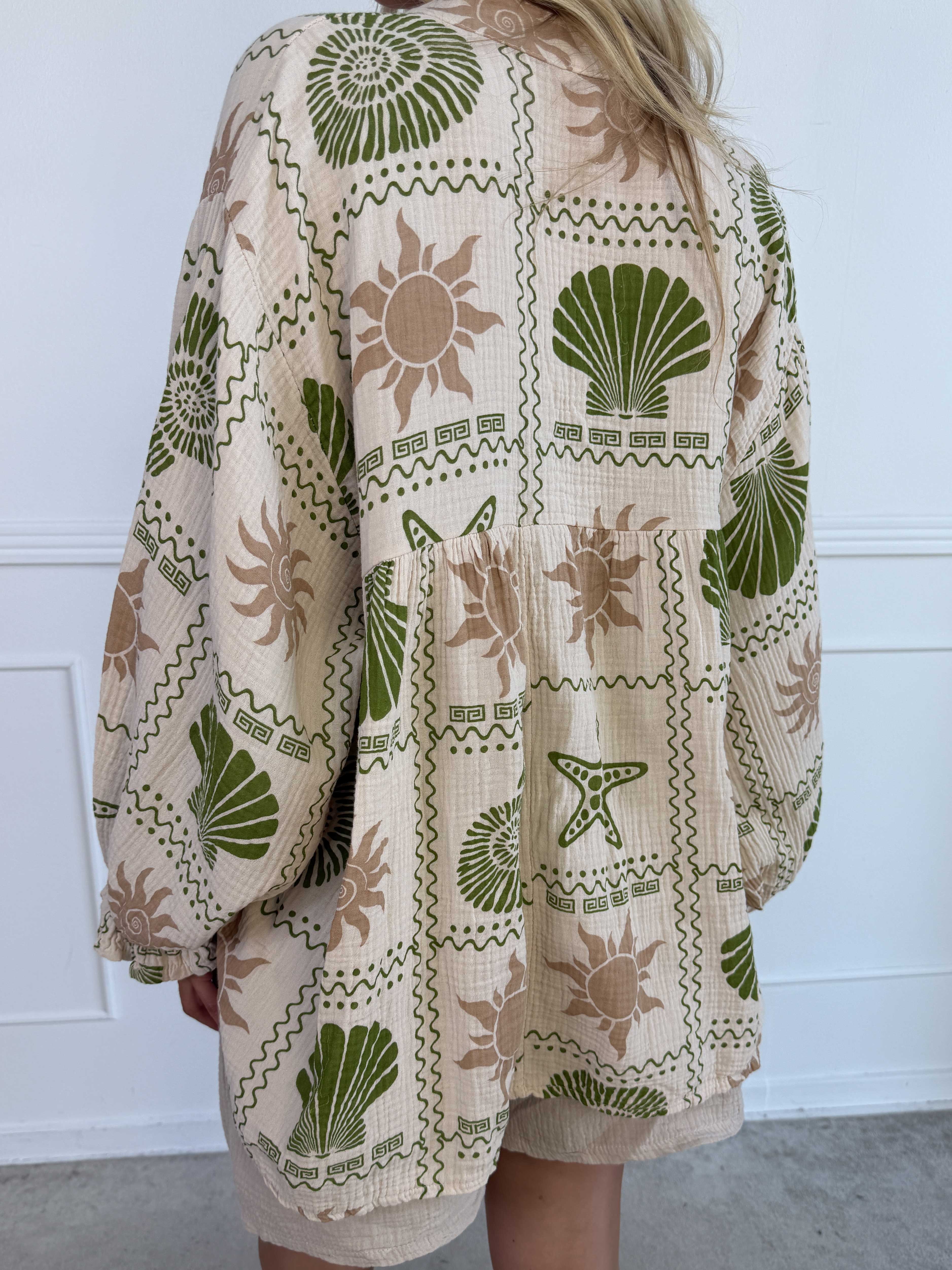 Diva - Mønstret tunikaskjorte i blødt bomuldsbæk-og-bølge-stof